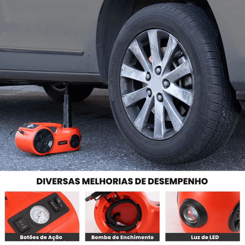 Kit universal de tapetes com logo marca (4 peças) + Kit de Macaco Eletrônico Multifuncional 3 em 1