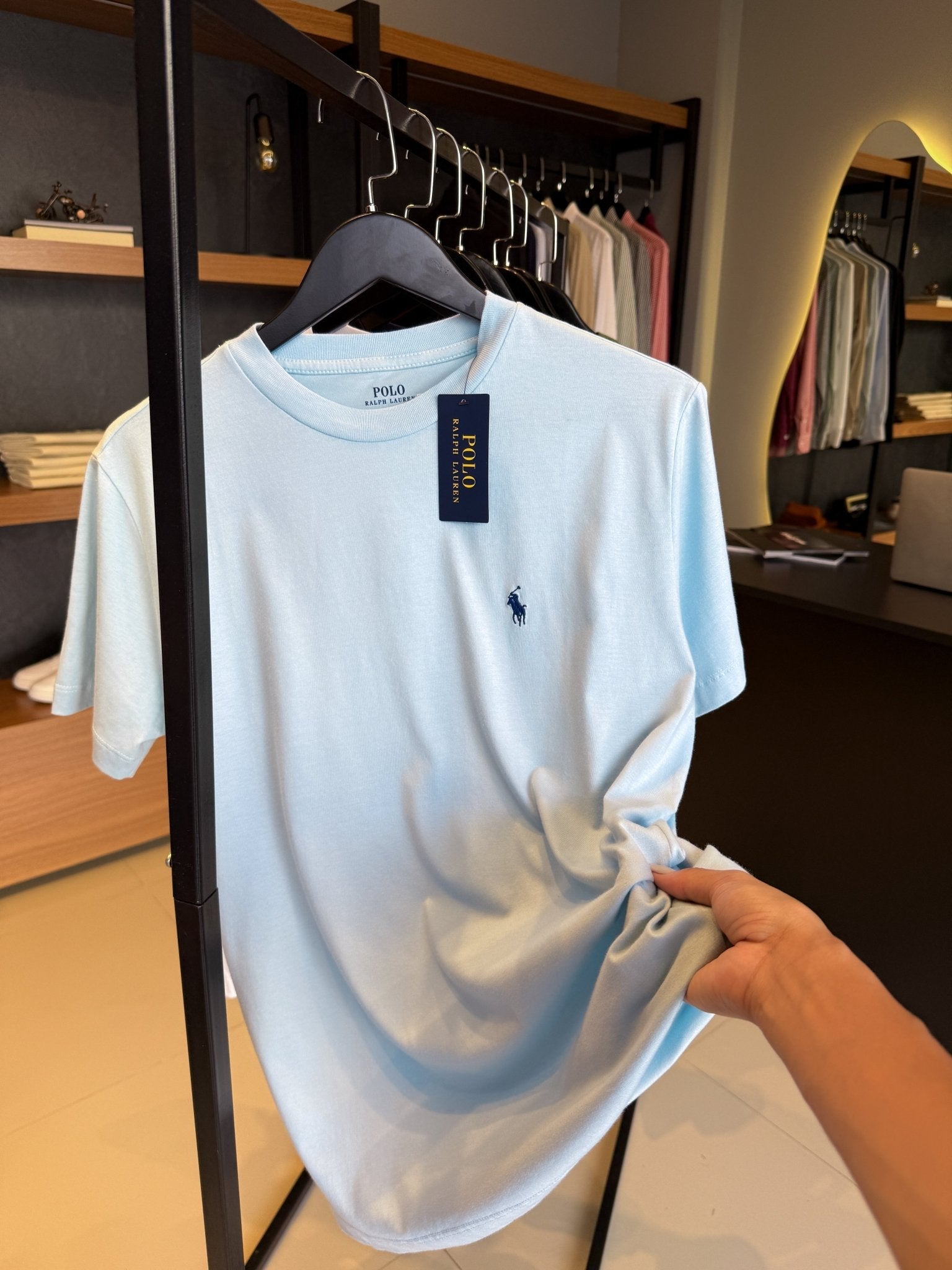 Camiseta Ralph. Básica Azul Bebê Logo Marinho