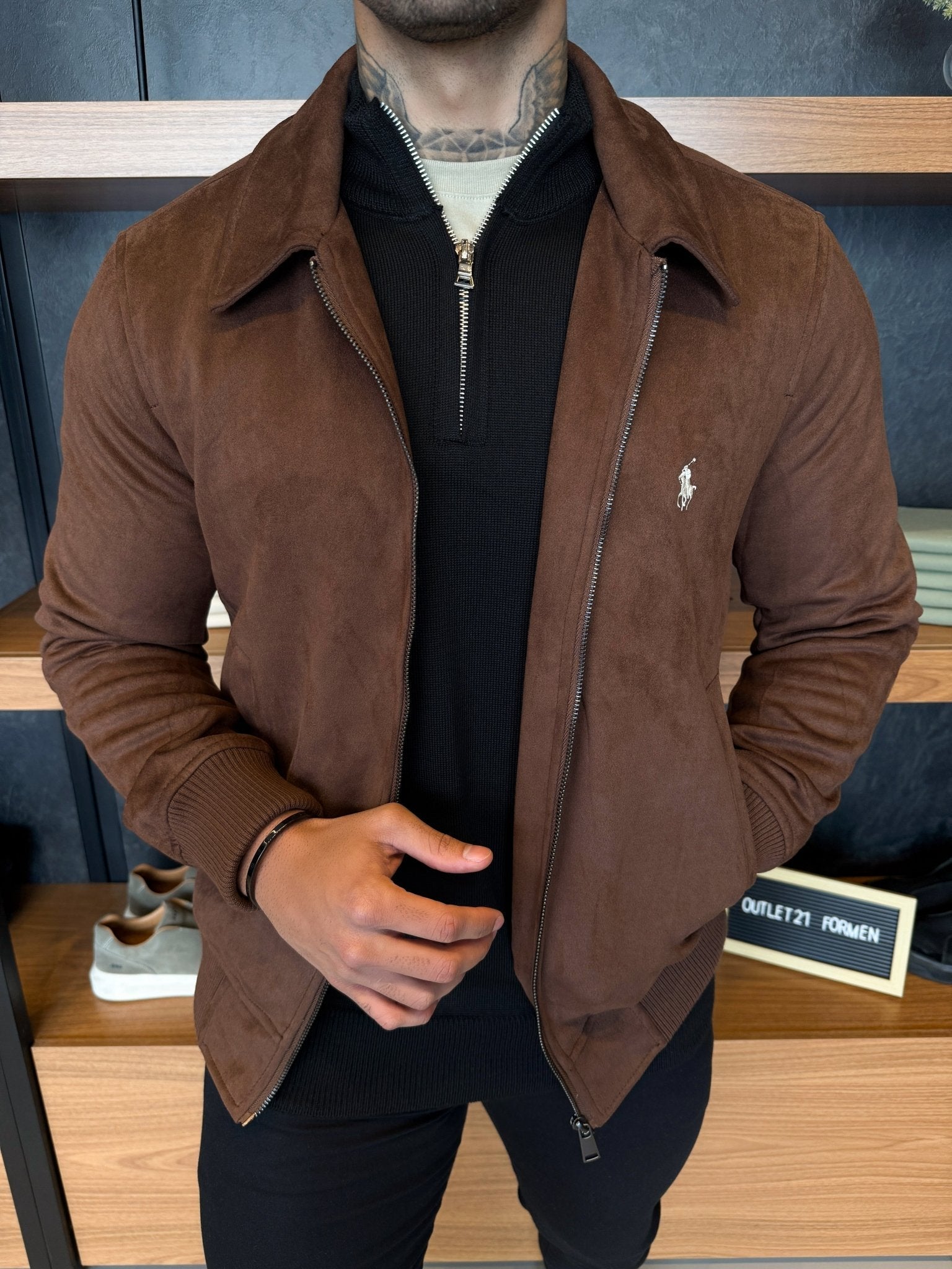 Jaqueta Ralph. Masculina Suede Marrom