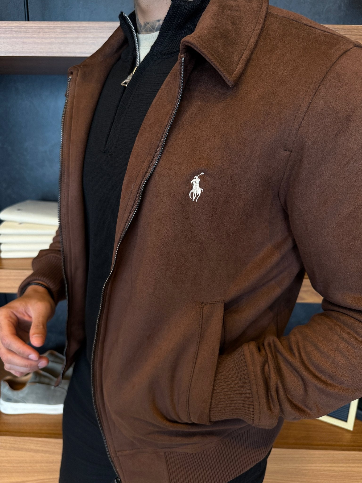 Jaqueta Ralph. Masculina Suede Marrom
