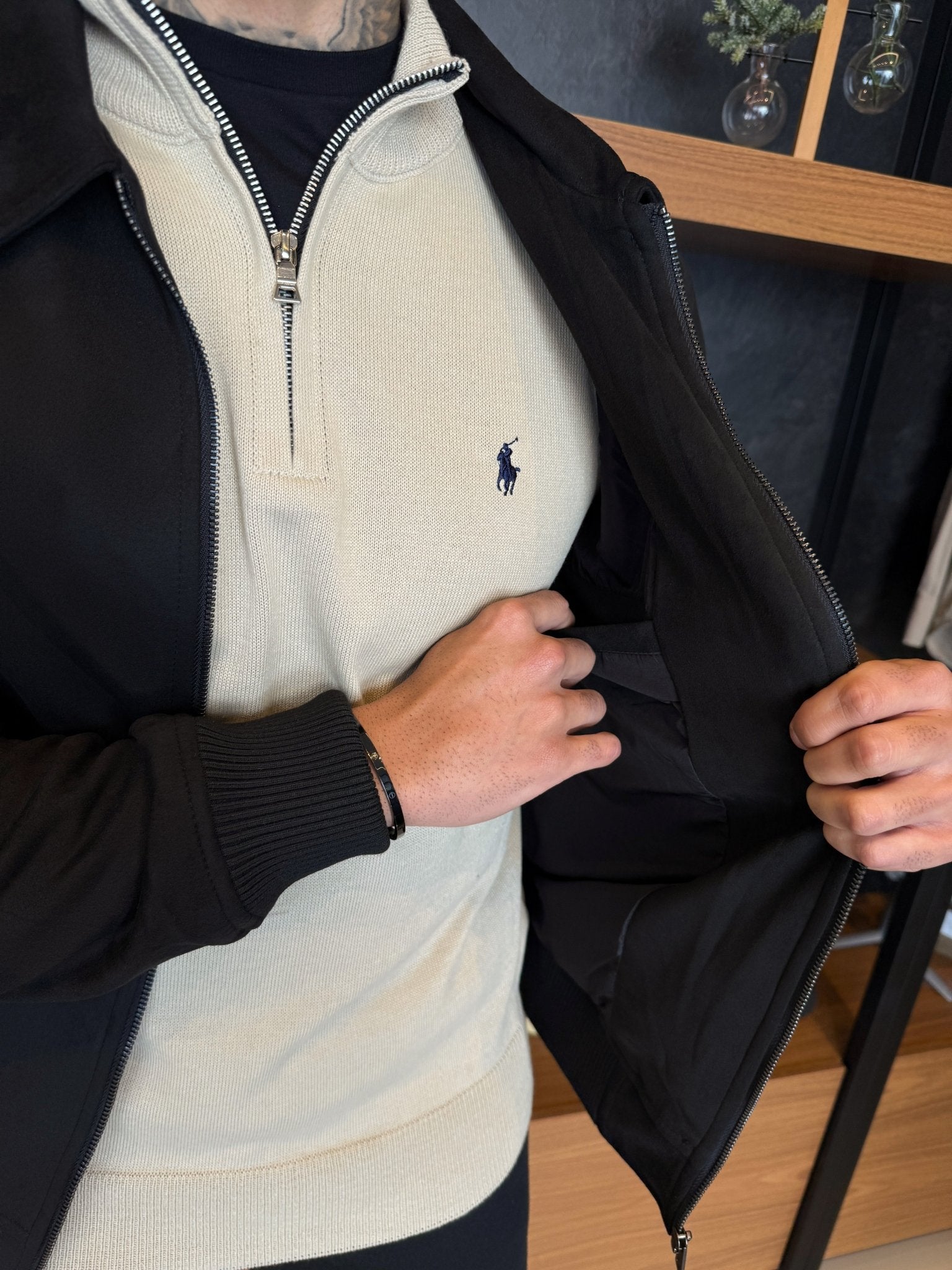Jaqueta Ralph. Masculina Suede Preta