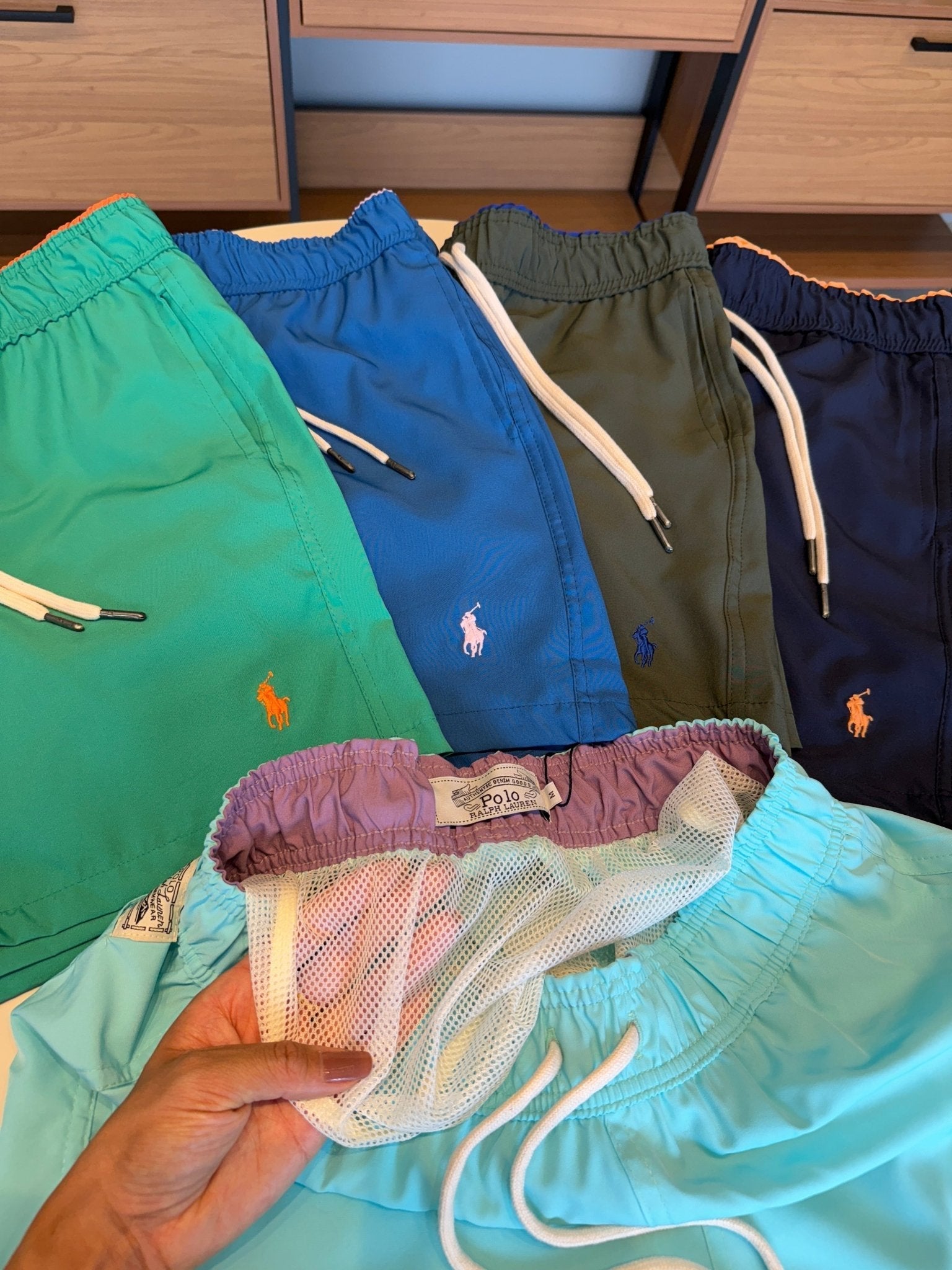 Short Ralph. Verde Musgo Logo Azul