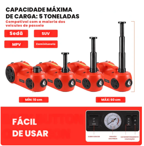 Kit universal de tapetes com logo marca (4 peças) + Kit de Macaco Eletrônico Multifuncional 3 em 1