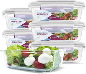 Kit com 15 potes Herméticos de vidro + 10 copos de vidro de arruda de brinde