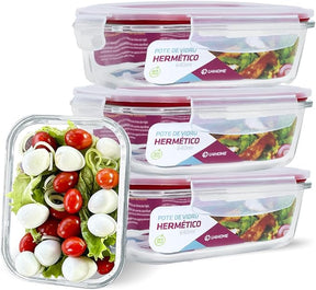 Kit com 15 potes Herméticos de vidro + 10 copos de vidro de arruda de brinde
