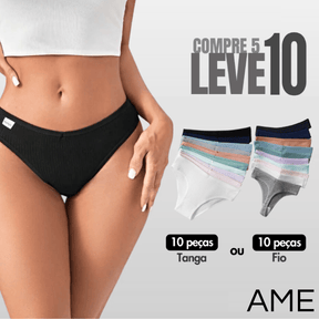 [COMPRE 5 LEVE10] - Calcinha Comfort™ AntiBacteriana 100% Algodão + Anel Cravejado de Brinde