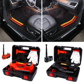 Kit universal de tapetes com logo marca (4 peças) + Kit de Macaco Eletrônico Multifuncional 3 em 1