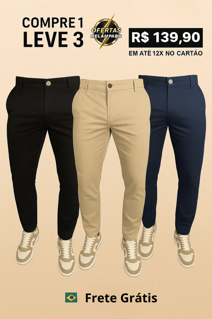 |COMPRE 1 LEVE 3| Calça Alfaiataria Mônaco com Ajuste + Carteira Brinde dia dos Pais