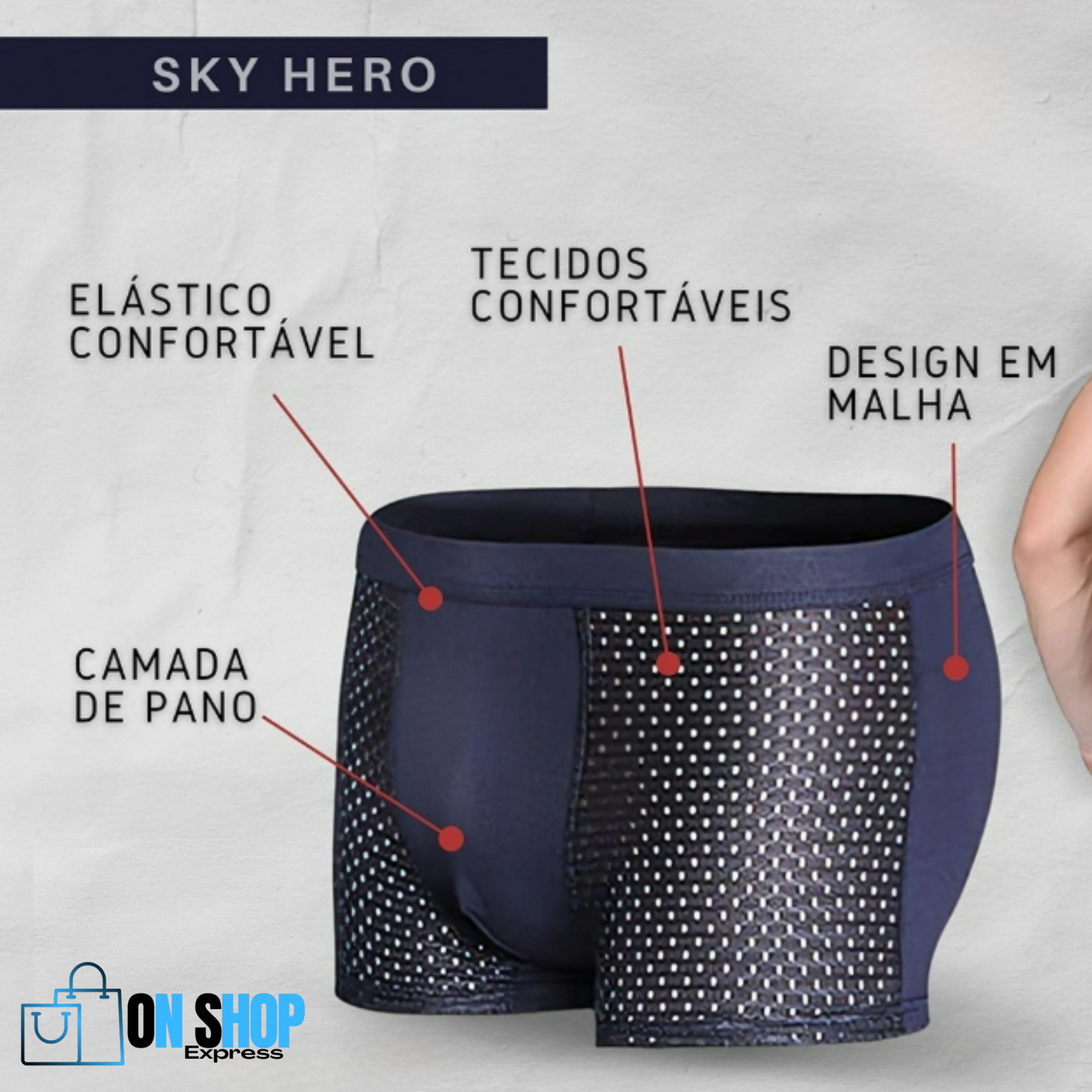 Cuecas de Fibra de Bambu Sky Hero [PAGUE 2 E LEVE 4]