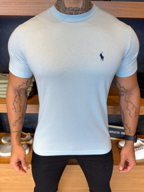 Camiseta Ralph. Básica Azul Bebê Logo Marinho