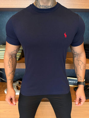 Camiseta Ralph. Básica Marinho Logo Vermelho