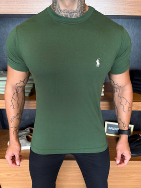 Camiseta Ralph. Básica Verde Logo Branco