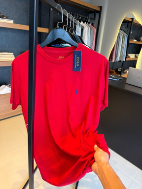 Camiseta Ralph. Básica Vermelha Logo Marinho