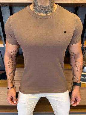 Camiseta Tommy H. Básica Marrom Texture