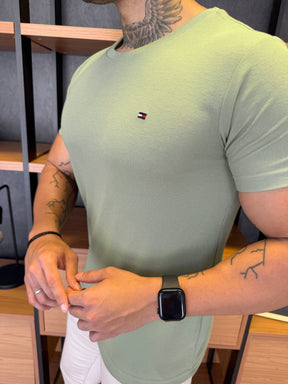 Camiseta Tommy H. Básica Verde Texture