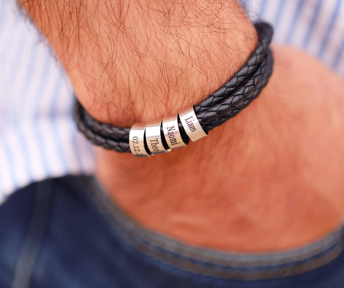 Pulseira Couro Personalizável - Aço Inoxidável | Gravação a Laser - Oferta Especial 50% OFF + Frete Grátis Somente Hoje!