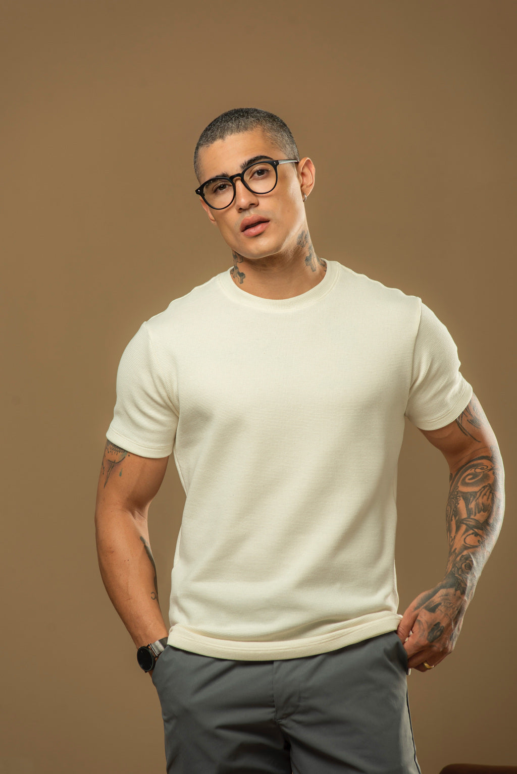 Kit com 5 Camisetas Texturizadas Malha Waffle Milano Avenna - Não amassa, não desbota e 0 transparência