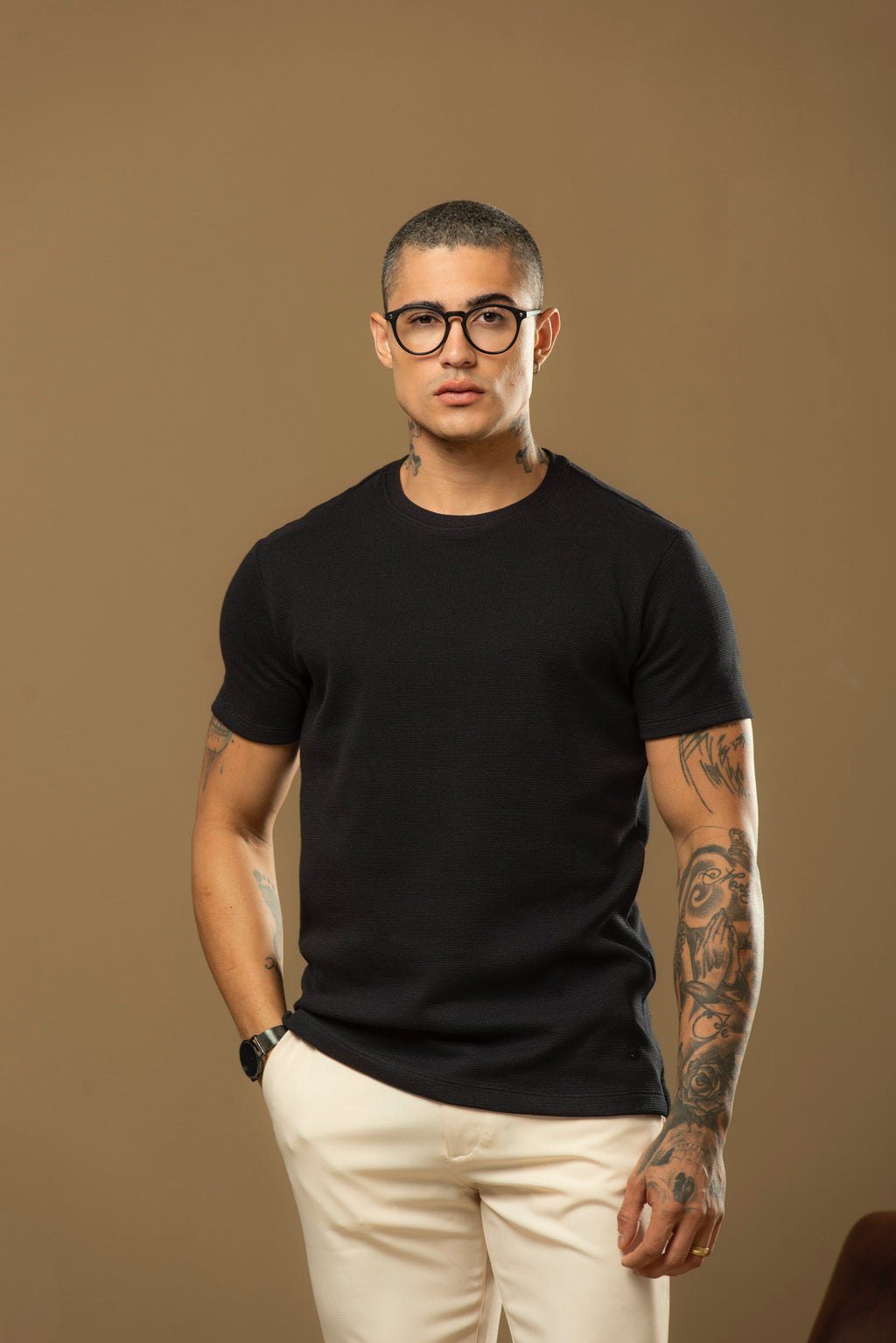 Kit com 5 Camisetas Texturizadas Malha Waffle Milano Avenna - Não amassa, não desbota e 0 transparência
