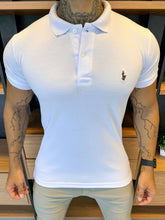 Polo Ralph. Musculina Custom Fit Branca Logo Colors