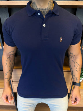Polo Ralph. Musculina Custom Fit Marinho Logo Colors