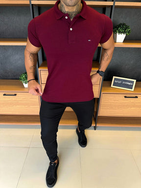 Polo Tommy H. Masculina Clássica 1985 Vinho